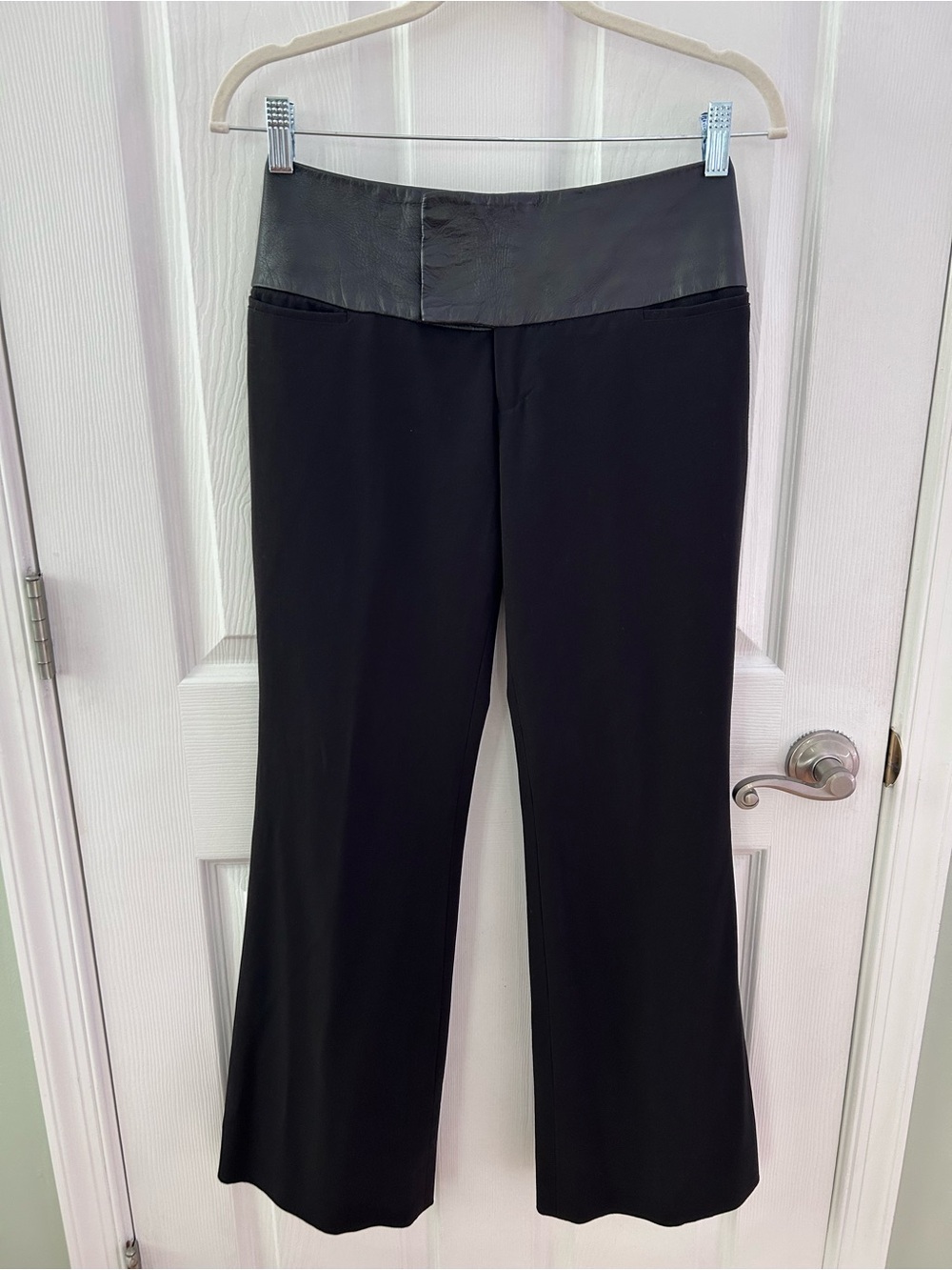 Alvin Valley Black Wide-leg Pants with Leather Waistband